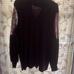Elegant Black Long Sleeve Top with Lace Details